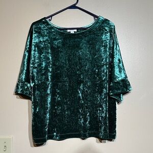 Elegant Teal Velvet Women's Blouse